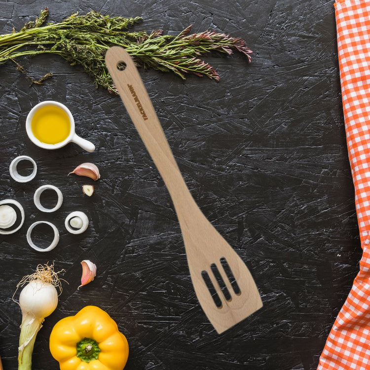 Set de 2 ustensiles de cuisine spatule en bois Fackelmann Nature