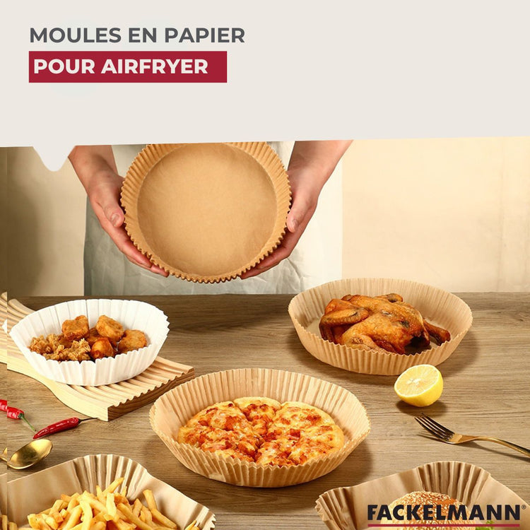 Lot de 4 moules en papier air fryer 20/20/20/20 cm en papier Fackelmann Moules Air Fryer