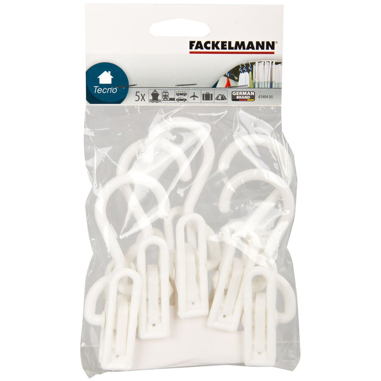 Ensemble de crochets muraux en plastique Lot de 5, dimensions 12 x 4,5 cm Fackelmann Tecno