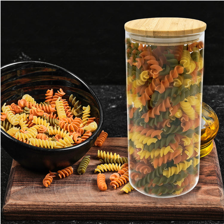 Lot de 2 boîtes hermétiques alimentaires en verre 1,5L avec 2 ustensiles de cuisine Fackelmann Nature Divers