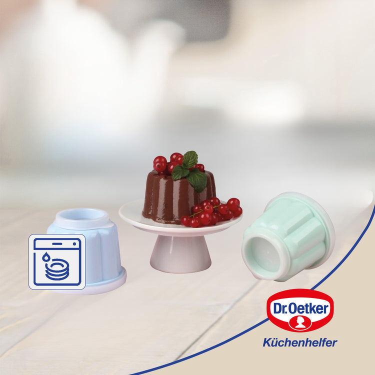 Lot de 6 moules à flans avec couvercle 6,3 x 7,5 cm Dr. Oetker Rétro