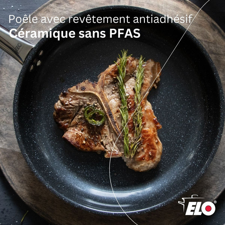 Poêle de cuisson avec revêtement céramique sans PFAS 32 cm Profi Therm Platinum Elo