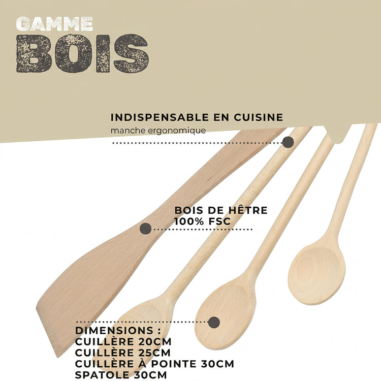 Set de 4 ustensiles de cuisine en bois FSC Fackelmann Eco Friendly