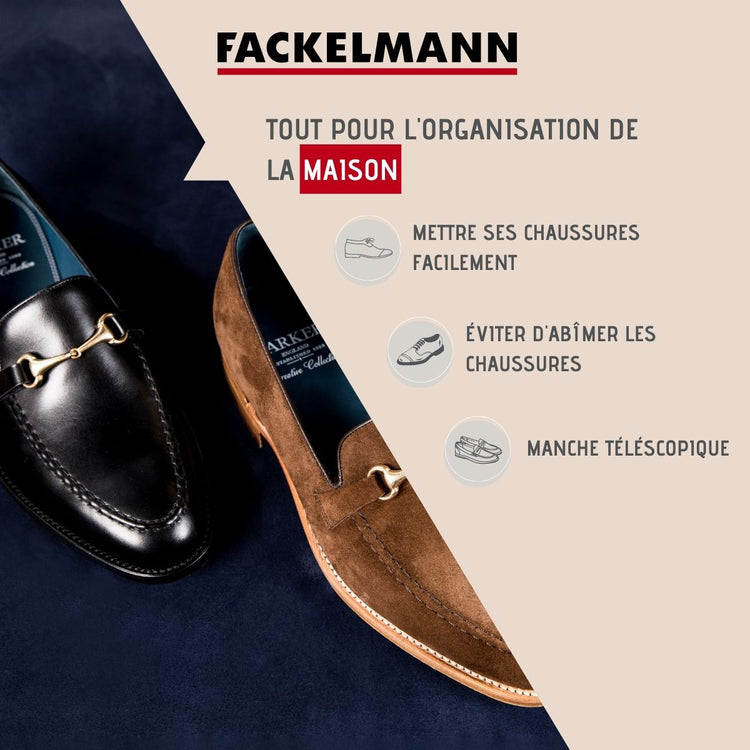 Chausse pied télescopique 26,5 à 66,4 cm gris ou noir Fackelmann Tecno