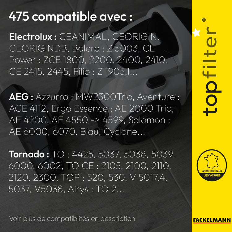 Lot de 4 sacs aspirateur Tornado et AEG TopFilter Premium