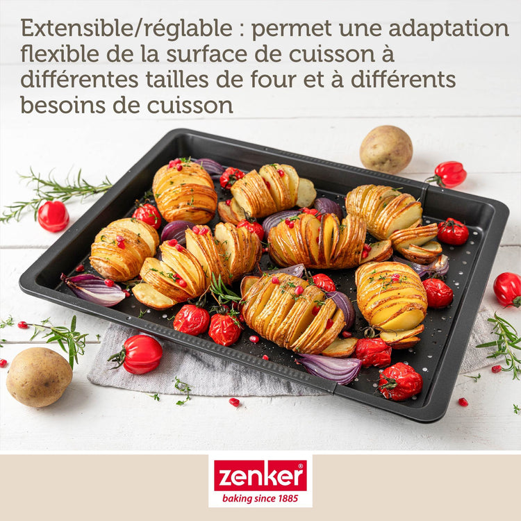 Plaque de cuisson four extensible et perforée de 37 à 52 cm Zenker Perfect Black +