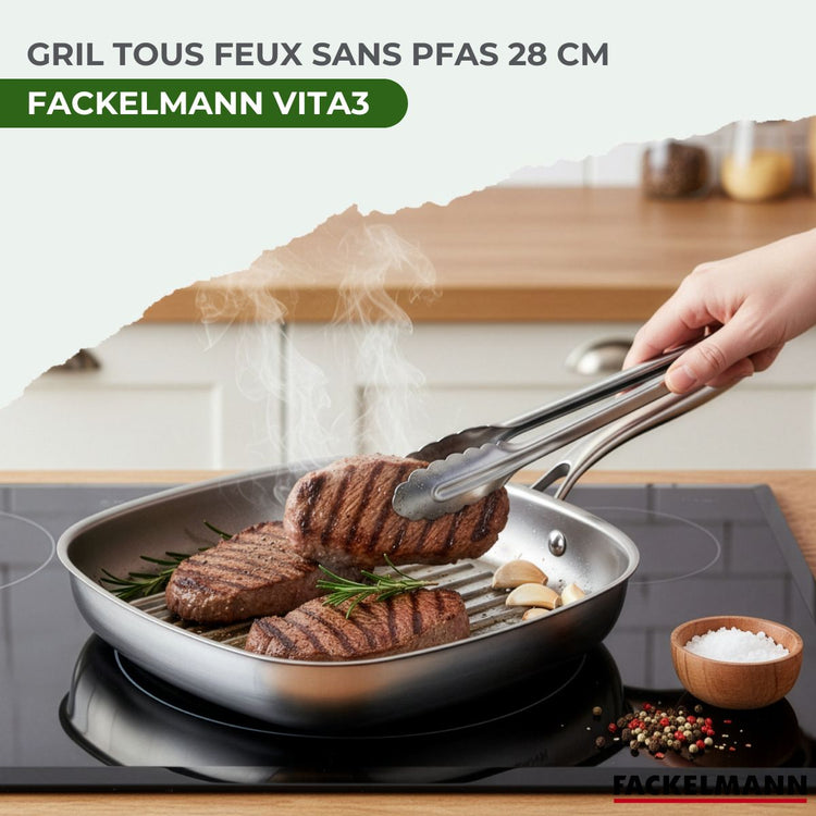 Gril 28 cm en inox 18/10 Triply Fackelmann Vita3