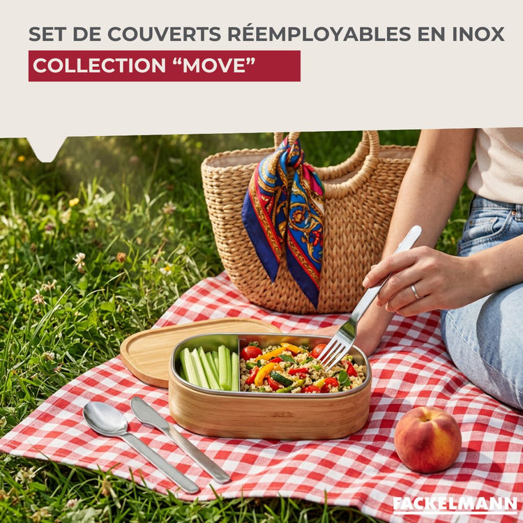 Boîte de 3 couverts réemployables Fackelmann Move