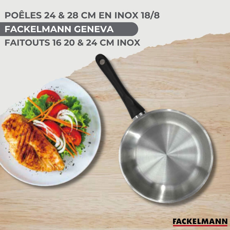 Batterie de cuisine Généva Brillant Vario avec 3 faitouts et 2 poêles 7 ustensiles avec couvercles Fackelmann Généva Brillant Vario avec couvercles
