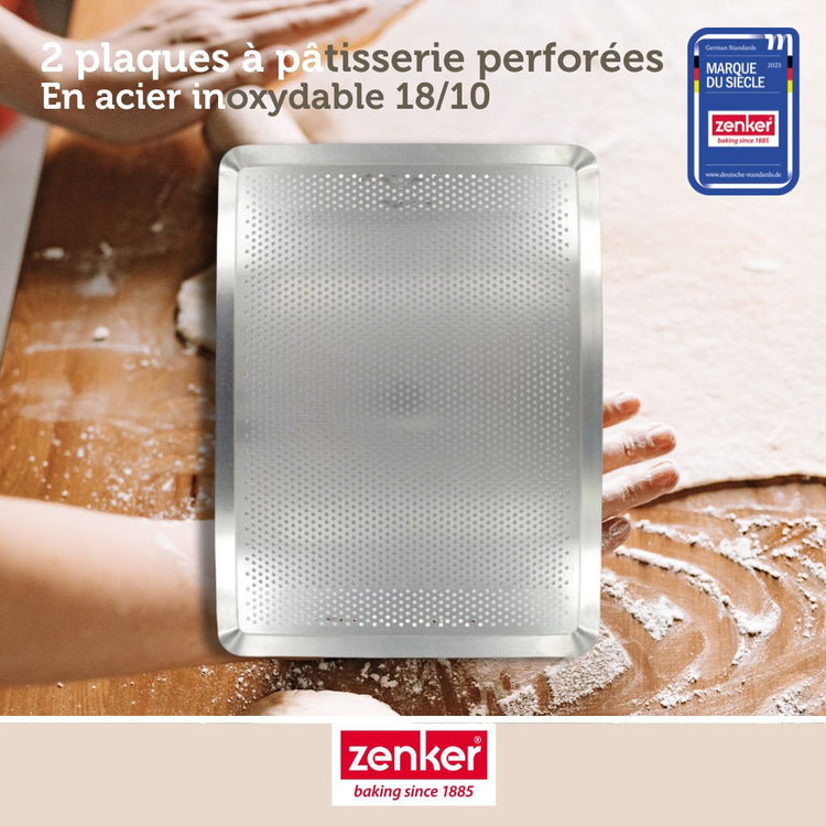 Lot de 2 plaques à pâtisserie perforées en inox Zenker Special Cooking
