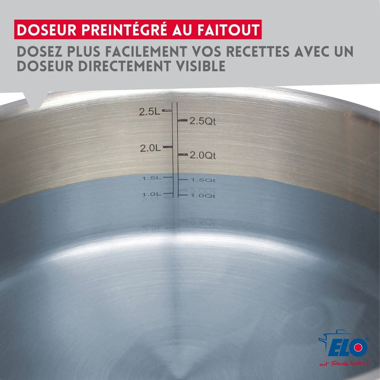 Marmite en inox avec couvercle en verre 26 cm Elo Citrin