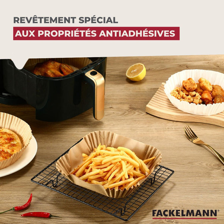 Ensemble de 100 Moules en papier pour air fryer carrés 20 cm Fackelmann Divers