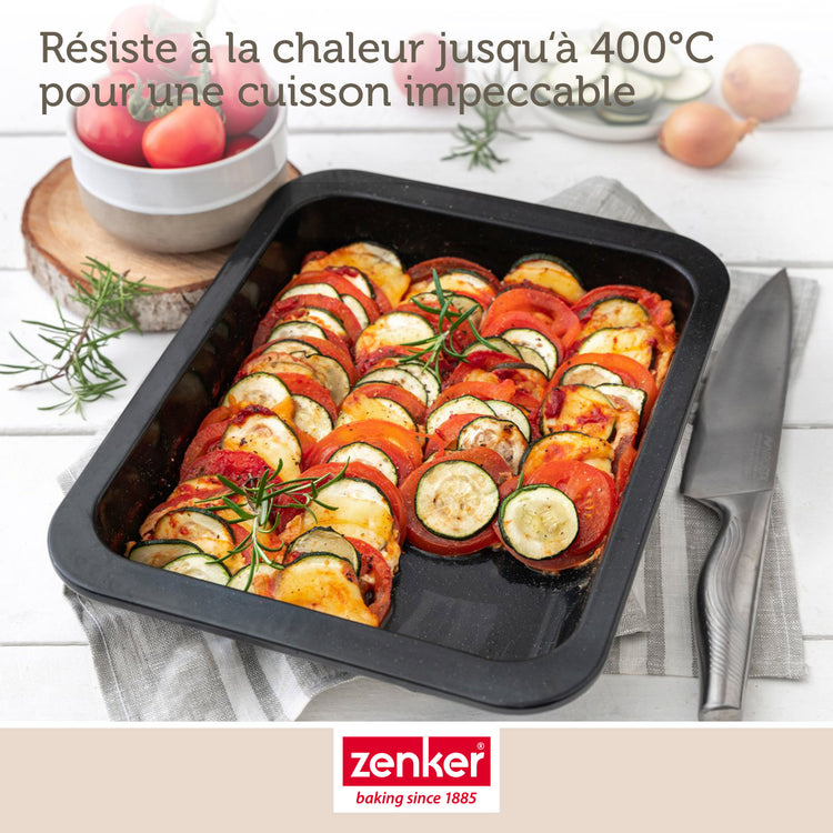 Lot de 2 plats four 33/33 cm en acier émaillé avec 2 ustensiles Zenker Special cooking
