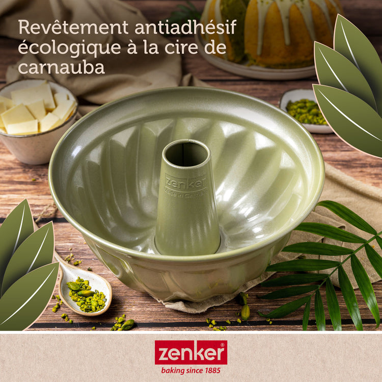 Lot de 2 moules à gâteaux 25/25 cm en acier avec cire de carnauba Zenker Green Vision