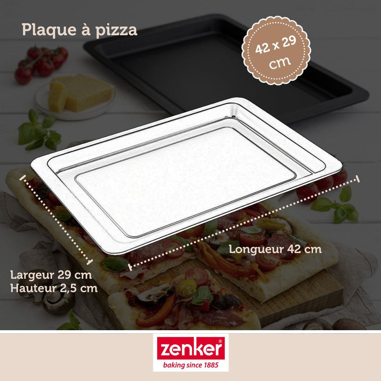 Lot de 2 plaques à pizza rectangulaires 42/29/2,5 cm en acier Spécial crountries Spécial crountries Zenker Spécial crountries