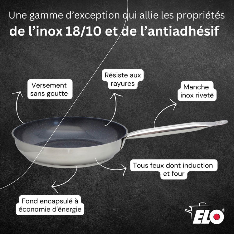 Poêle de cuisson avec revêtement céramique sans PFAS 28 cm Profi Therm Platinum Elo