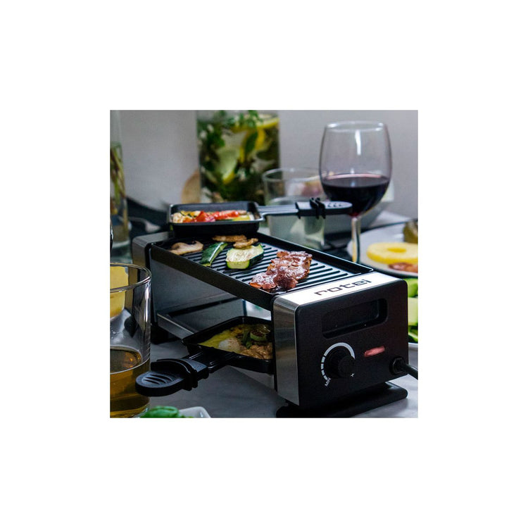 Appareil à raclette pour 2 personnes avec poêlons et spatules Rotel