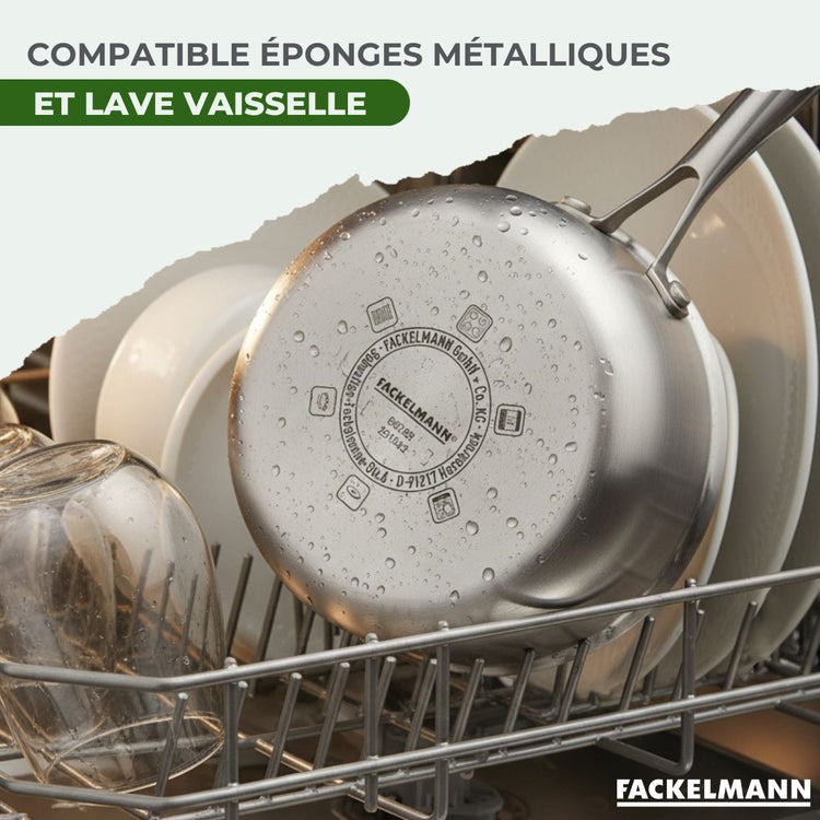 3 Casseroles 14 16 et 18 cm inox 18/10 Triply Fackelmann Vita3