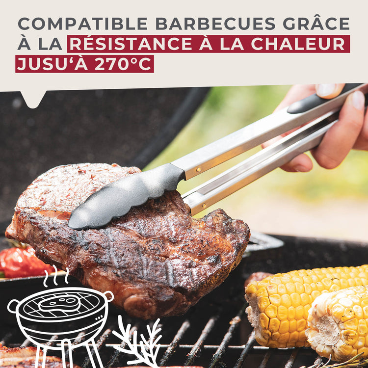 Ensemble de 2 Pinces de cuisine double embout 35 cm Fackelmann Penderie