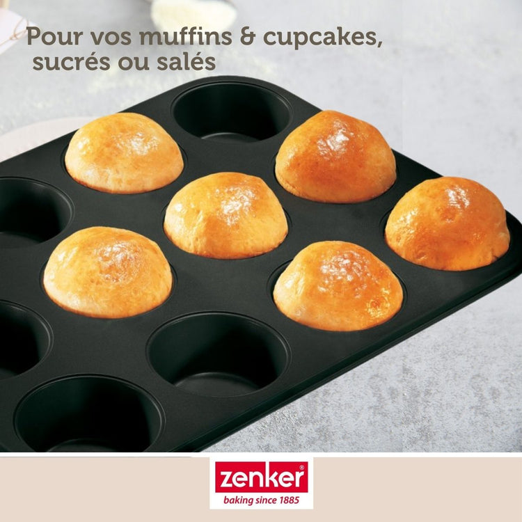 Lot de 2 moules à gâteaux 38,5/26,5/3 cm en acier Black metallic Black mettallic Zenker Black mettallic