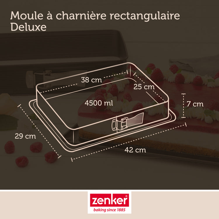 Ensemble de 2 Moules à charnière rectangulaire en acier émaillé et sa spatule 42 x 29 cm Zenker Deluxe