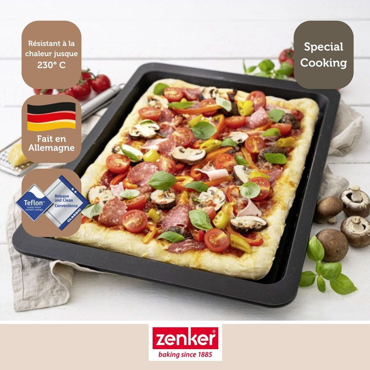 Lot de 2 plaques à pizza rectangulaires 42/29/2,5 cm en acier Spécial crountries Spécial crountries Zenker Spécial crountries