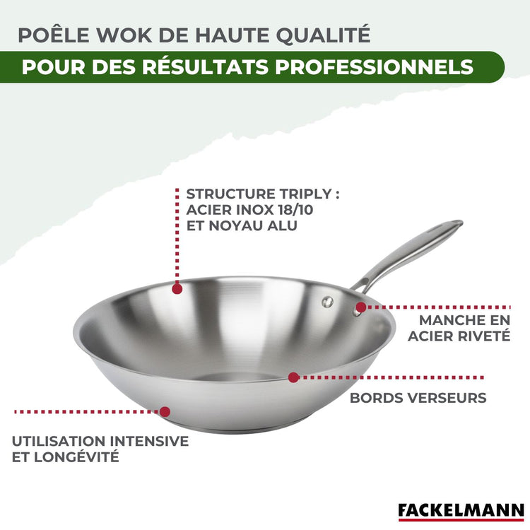 Set de 2 poêles de cuisson 24/28 cm en acier inoxydable avec 1 couvercle de cuisson universel Fackelmann Vita3