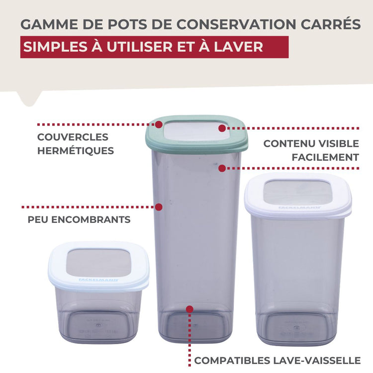 Lot de 4 boîtes hermétiques 0,55L avec 4 ustensiles de cuisine Fackelmann Storage