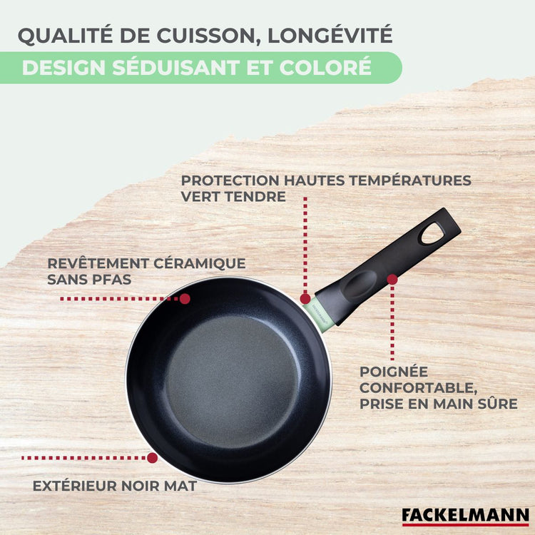 Ensemble de 2 poêles de 16 et 20 cm et 6 ustensiles Fackelmann Brandao