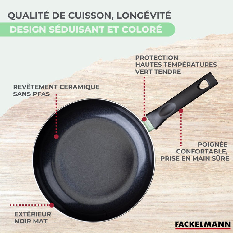 Ensemble de 4 poêles de 20 24 28 et 30 cm et 6 ustensiles Fackelmann Brandao