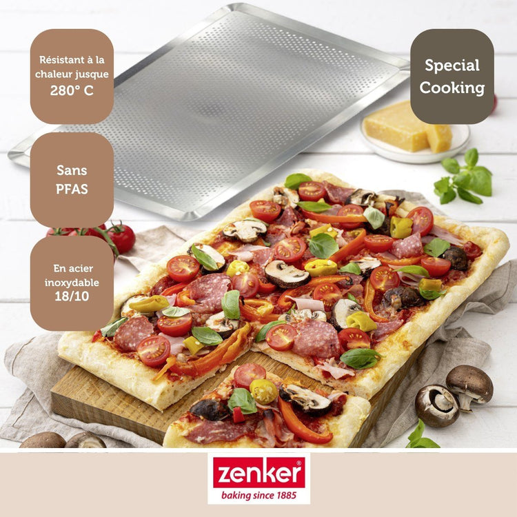 Lot de 2 plaques à pâtisserie perforées en inox Zenker Special Cooking