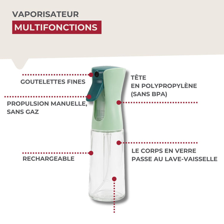 Vaporisateur rechargeable multifonctions en verre Fackelmann Océan