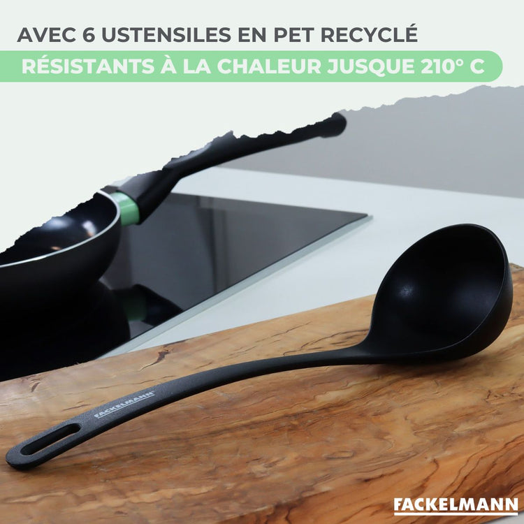 Ensemble de 4 poêles de 20 24 28 et 30 cm et 6 ustensiles Fackelmann Brandao