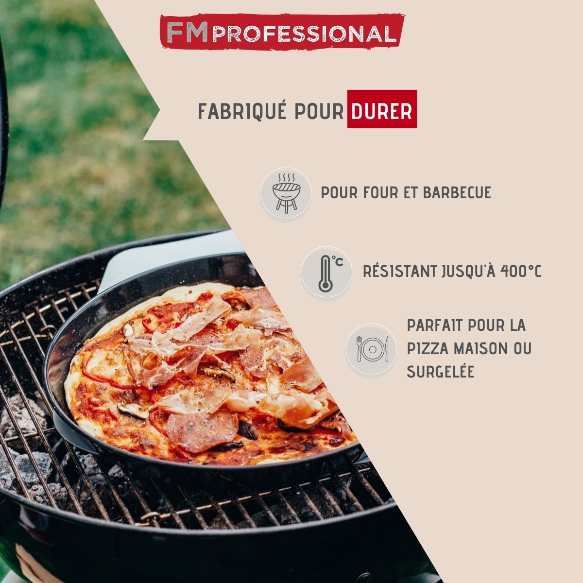 Plaque à pizza perforée ronde four et barbecue 32 cm FM Professional Barbecue