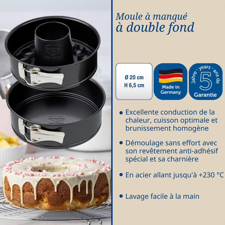 Lot de 2 moules à gâteaux 20/20 cm en acier Dr Oetker Back Freude