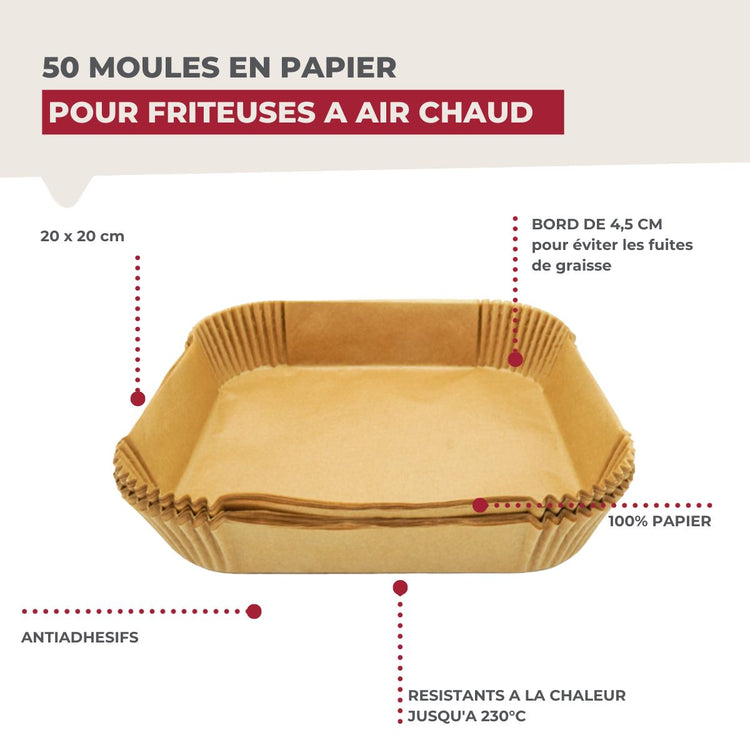 Lot de 4 moules en papier air fryer 20/20/20/20 cm en papier Fackelmann Moules Air Fryer