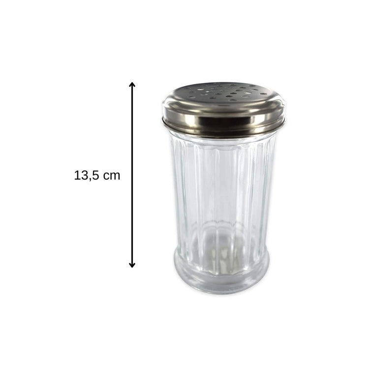 Ensemble de 2 Saupoudreuses à parmesan et sucre glace en verre 13 cm Fackelmann