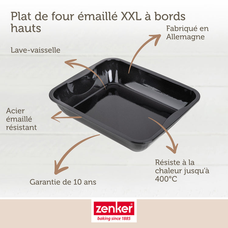 Lot de 2 plats four 40/34/8 cm en acier émaillé avec 2 ustensiles Zenker Special cooking