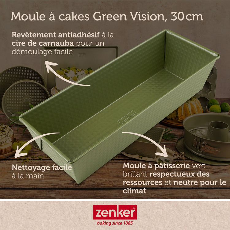 Lot de 2 moules à gâteaux 30/30 cm en acier Zenker Green Vision