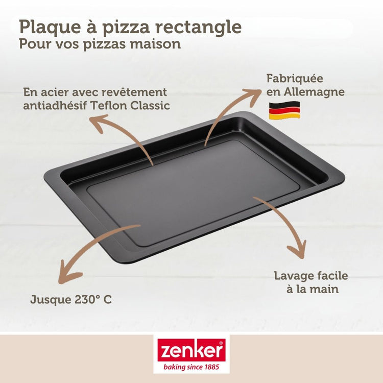 Lot de 2 plaques à pizza rectangulaires 42/29/2,5 cm en acier Spécial crountries Spécial crountries Zenker  Spécial crountries