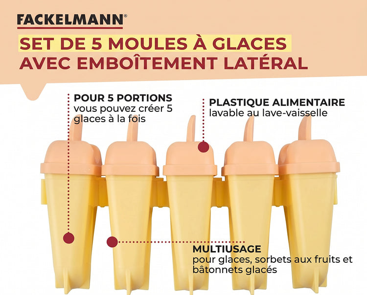 Lot de 5 moules pour glaces à l'eau maison Fackelmann Summer Party
