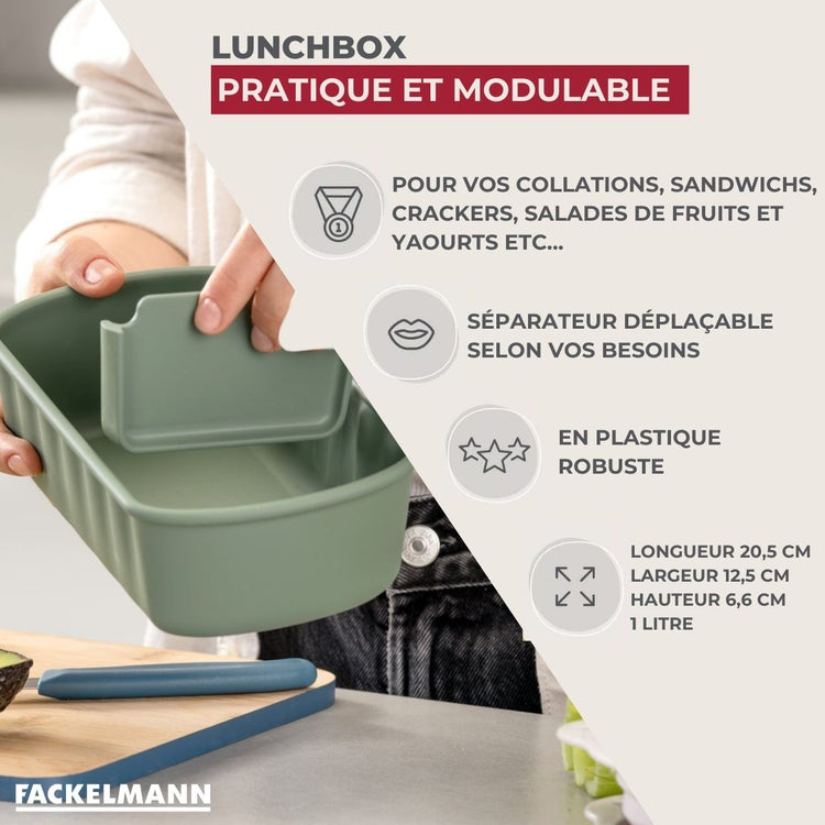 Lunchbox Verte à compartiment réglable 1 litre sans BPA Fackelmann Storage