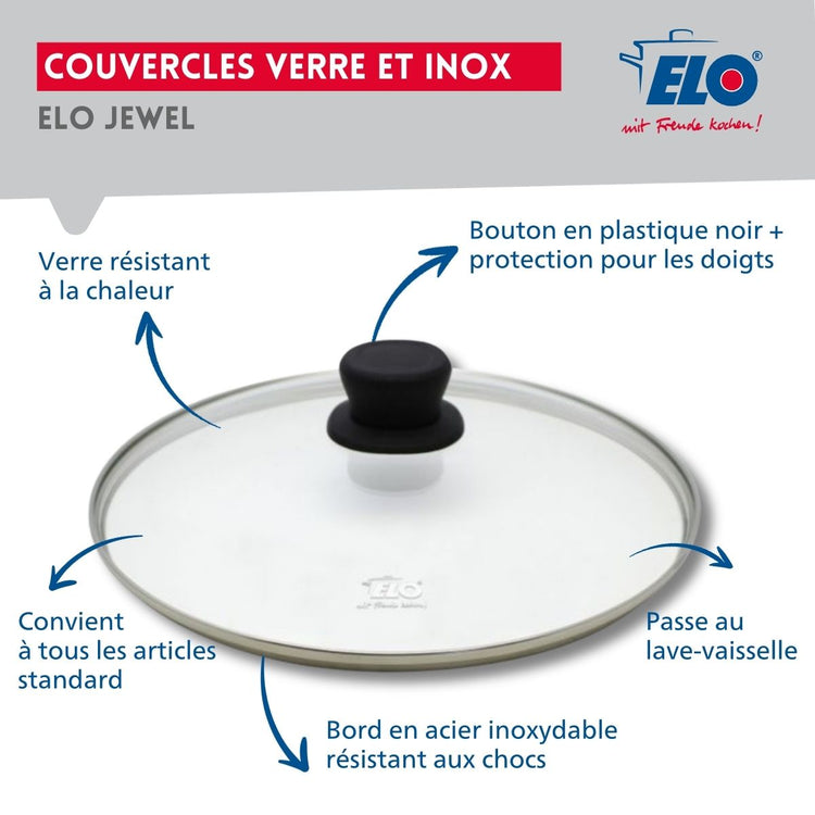 Set Poêle 32 cm céramique sans PFAS et couvercle Elo Prima Cucina