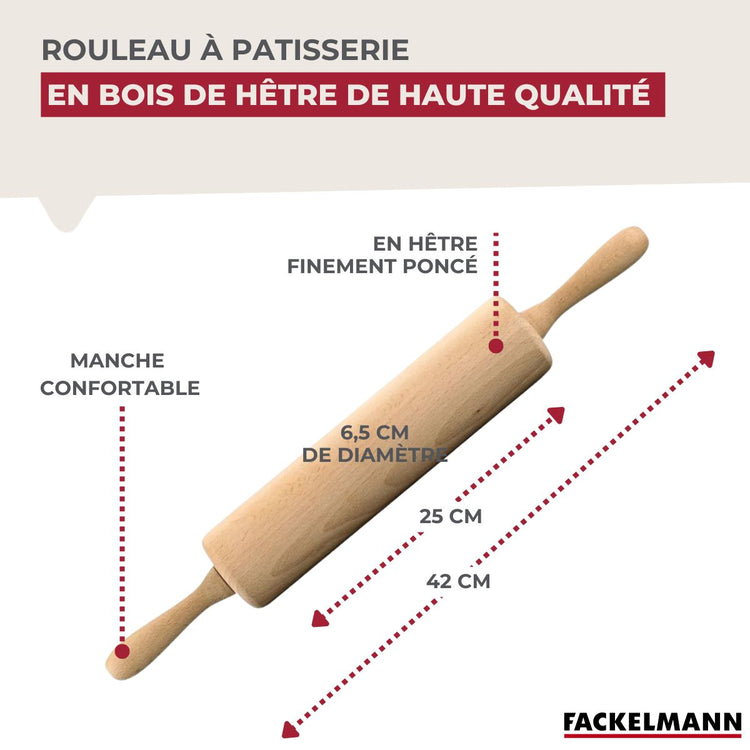 Rouleau à pâtisserie en bois Fackelmann Wood Edition