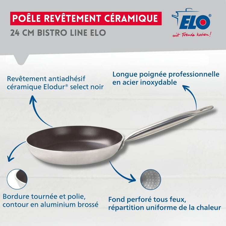 Poêle de cuisson avec revêtement céramique sans PFAS 24 cm Bistro Line Elo
