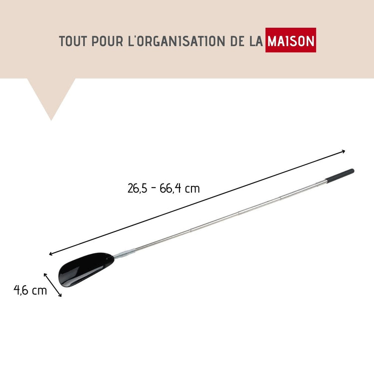 Chausse pied télescopique 26,5 à 66,4 cm gris ou noir Fackelmann Tecno