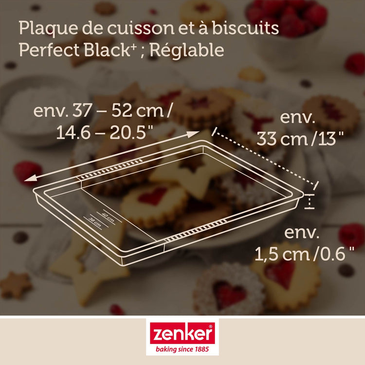 Plaque de cuisson four extensible de 37 à 52 cm Zenker Perfect Black +