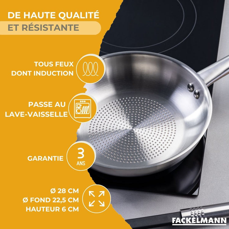 Poêle 28 cm en inox 18/8 Fackelmann Ovalgriff