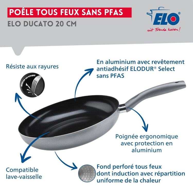 Poêle tous feux 20 cm sans PFAS Elo Ducato
