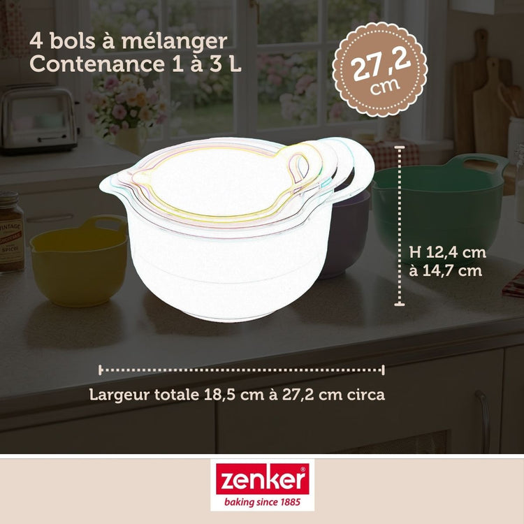 Set de 4 bols à mélanger gigogne Zenker